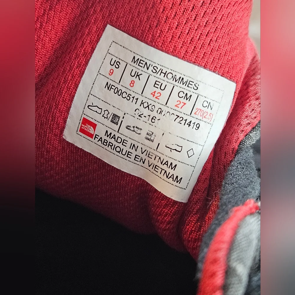 The North Face Mens Shoes Size 9 Black Gray Casual Sneakers Lace Up - Picture 2 of 5